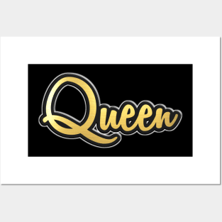 Shiny black and Gold QUEEN word ver5 Posters and Art